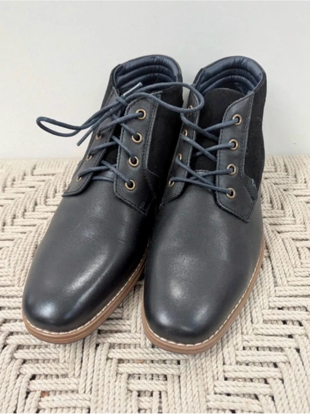Franco Fortini Men’s Black Leather Chukka Boots Black Size 10 NWOB